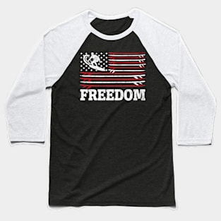 Patriotic Surfer American flag Surfboard USA vintage surfing Baseball T-Shirt